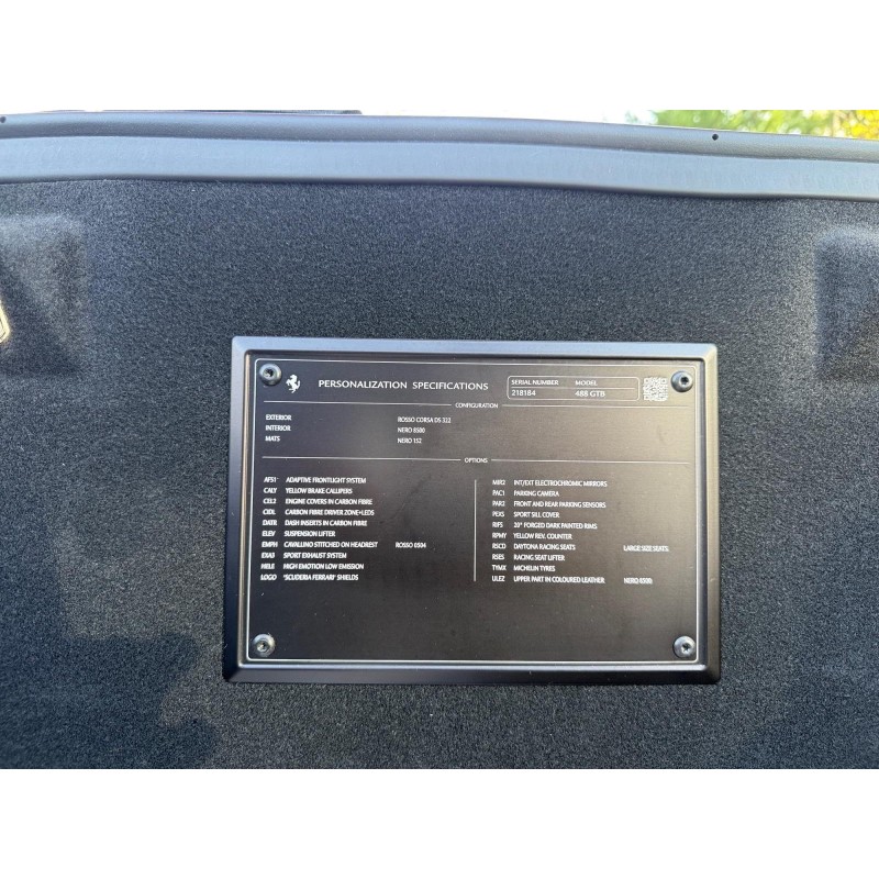 FERRARI 488 GTB 4.0 V8 670ch ROSSO CORSA ORIGINE FERRARI FRANCE 2EME MAIN